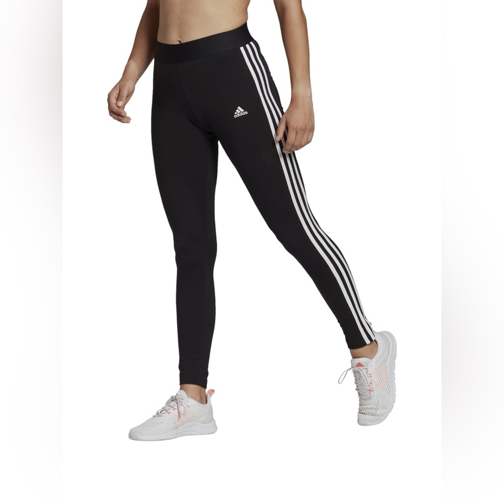 adidas Black Leggings with White Stripes